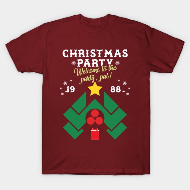 Die Hard Nakatomi Corp Christmas Party T-Shirt by Angel arts